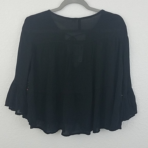 𝅺NWT Divided H&M boho blouse sz 4 tassle embroidery - Picture 6 of 7